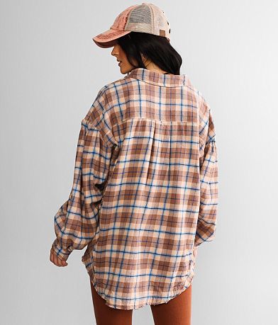 Free People Happy Hour Flannel Shirt BACK
