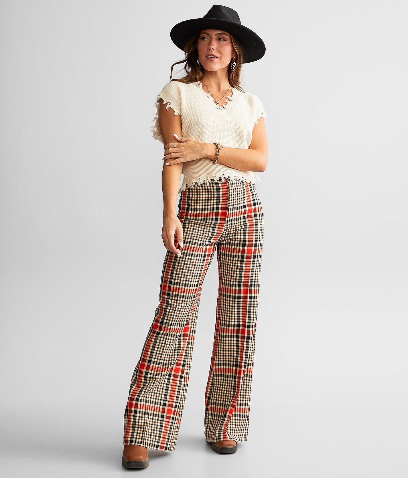 FREE PEOPLE Plaid Jules Pants UK Size 18