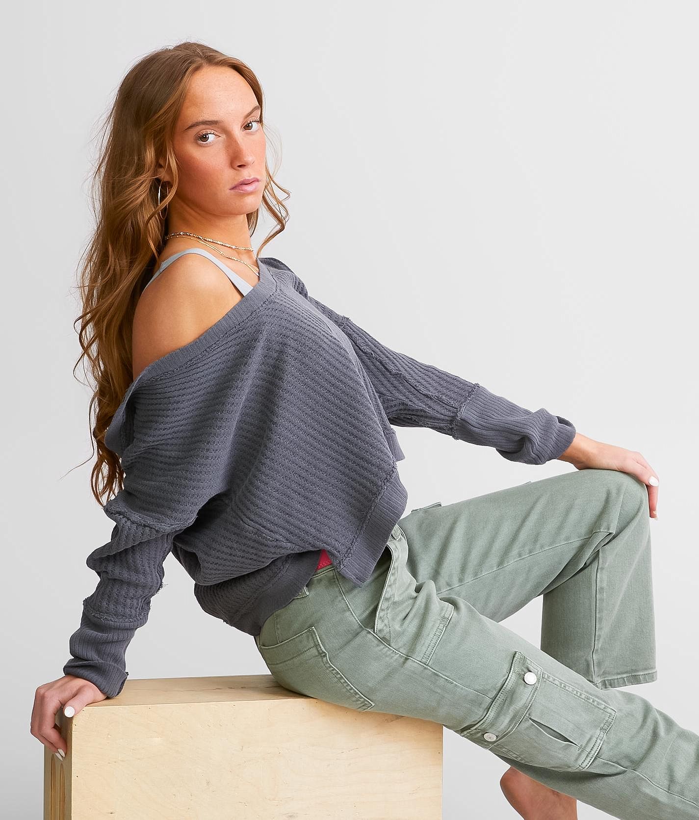 フリーピープル Free People New Magic Thermal レディース シャツ トップス Black Free People New Magic Thermal - Women's Shirts & Blouses in