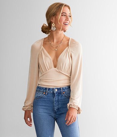 Free People BODY SIN COSTURAS CON CUELLO EN V MEG en Grape Juice