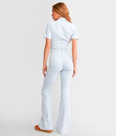 Free People Jayde Denim Flared Jumpsuit BACK