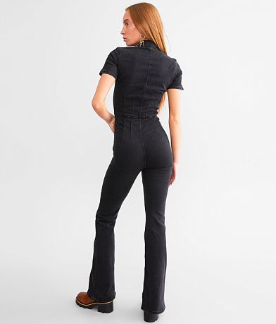 Free People Jayde Denim Flared Jumpsuit BACK