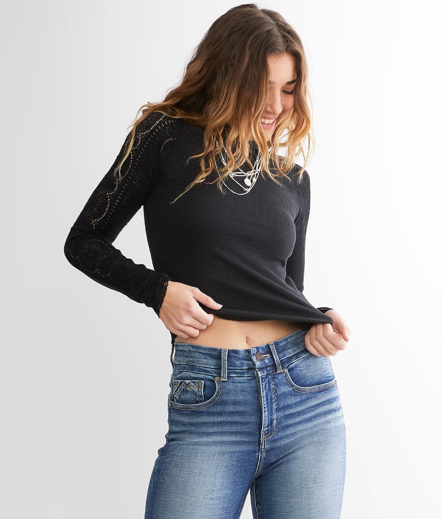 Free People Freddie Top - Women's Shirts & Blouses in Black