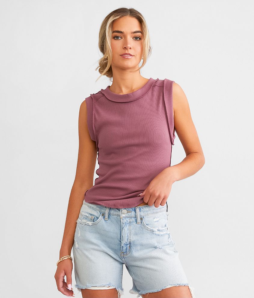 Free People Kate Ribbed Tank Top front view