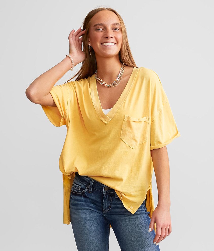 Free People Clementine Plunging V-Neck T-Shirt - Macy's