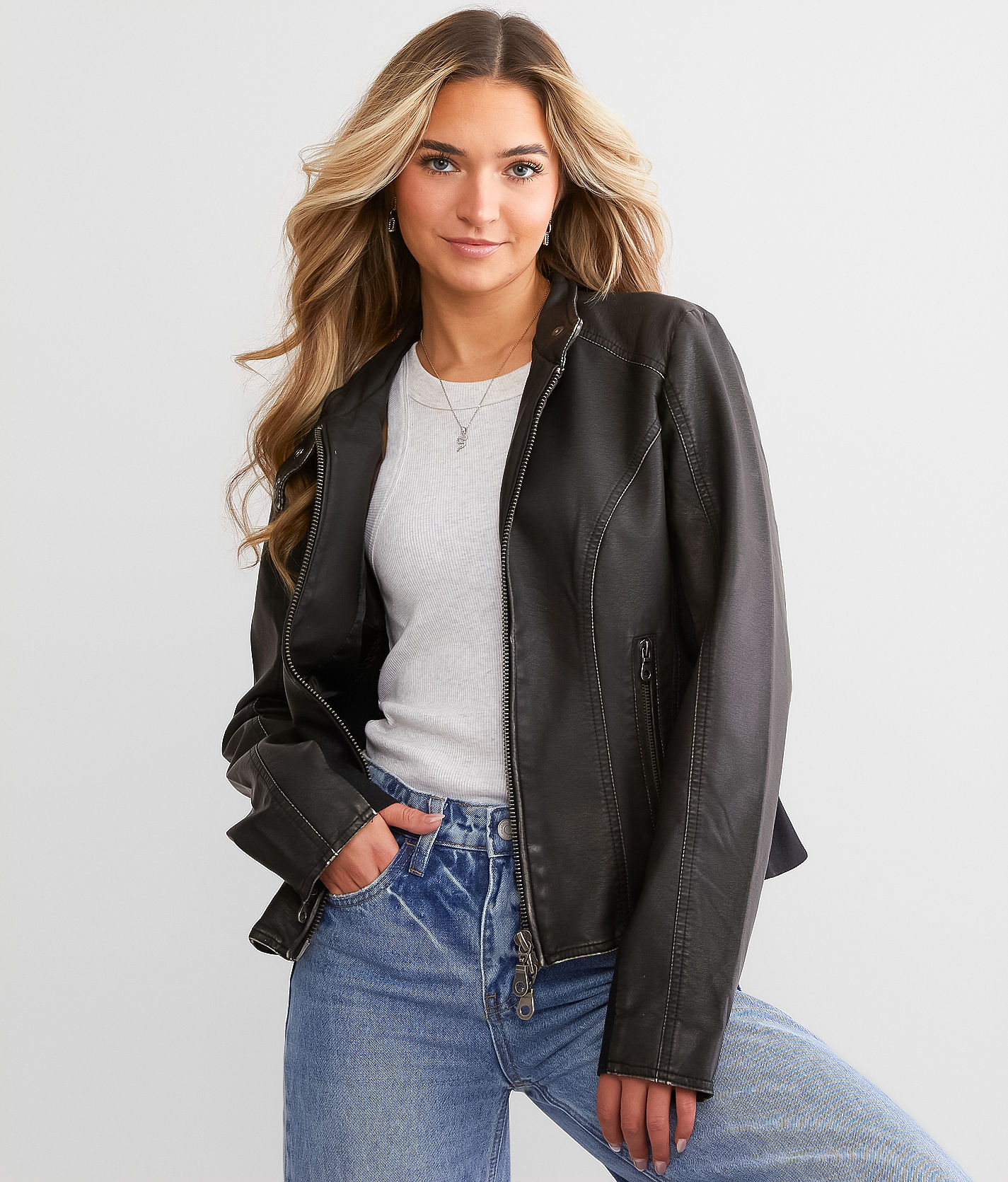 Free people vegan moto on sale jacket