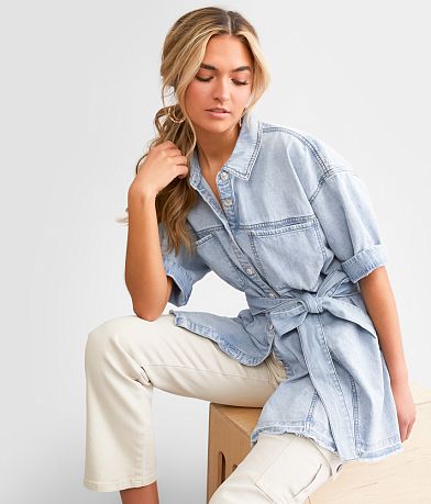 Free People Jenny Denim Tunic Top misc detail 2 view