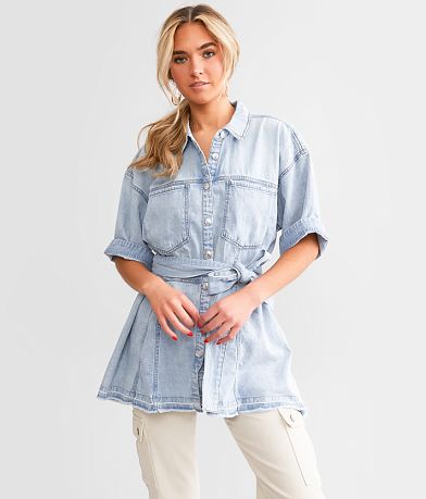Free People Jenny Denim Tunic Top full right side view