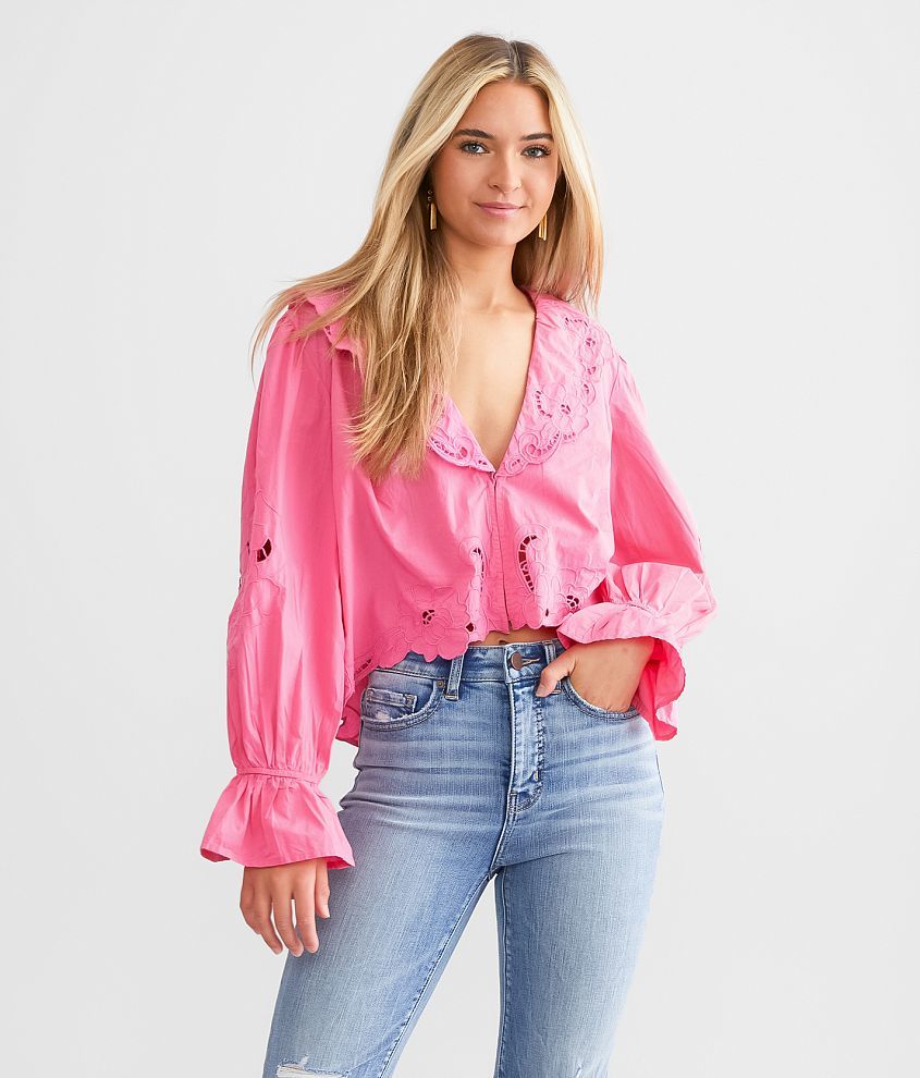 Free People Maisie Cutwork Top - Women's Shirts/Blouses in Gumdrop