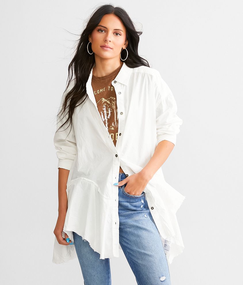 Free People Freya Poplin Tunic - Women's Shirts/Blouses in Optic White