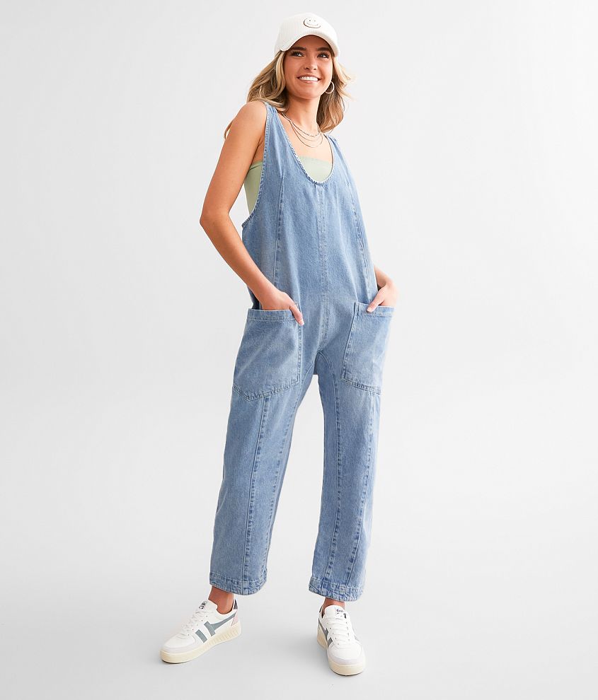 Free People High Roller Overall Denim Jumpsuit