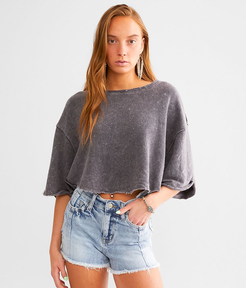 Free People Off My Mind Cropped T-Shirt front view