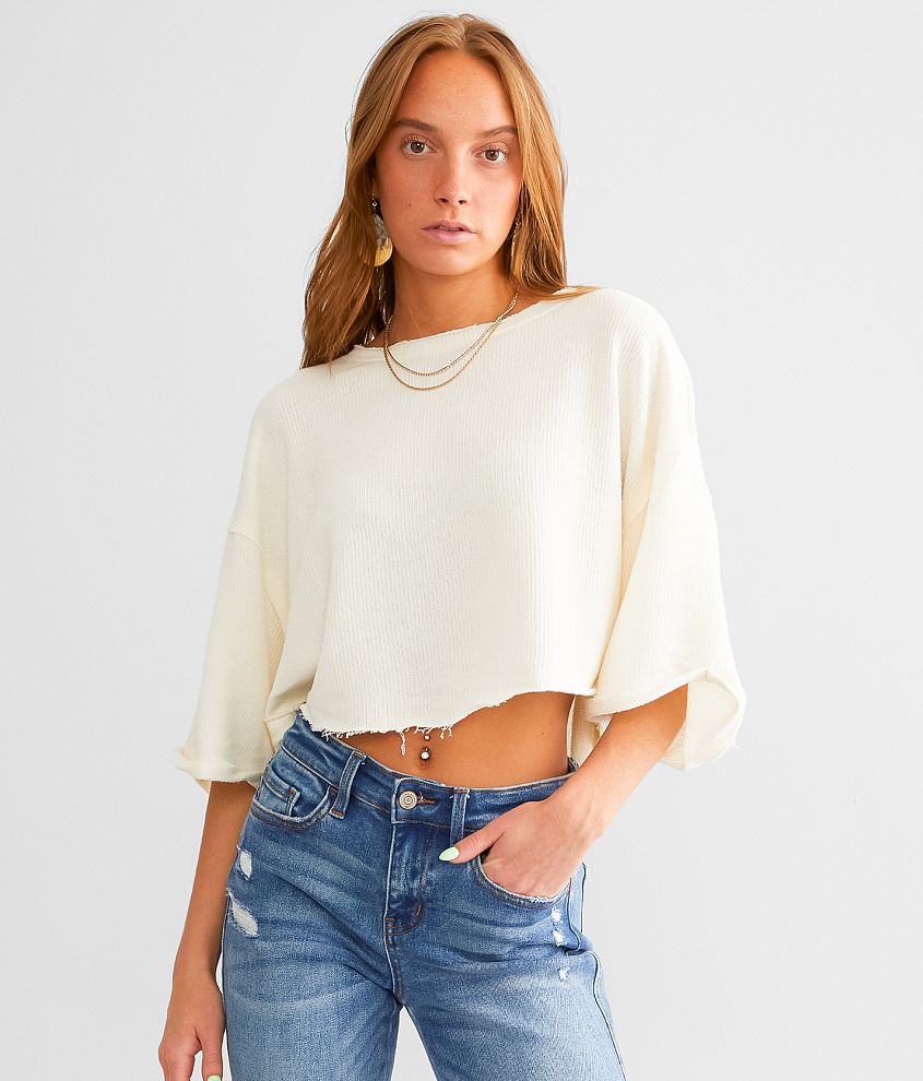 Pointelle Crop Top with Scalloped Trim, Comfort Bras