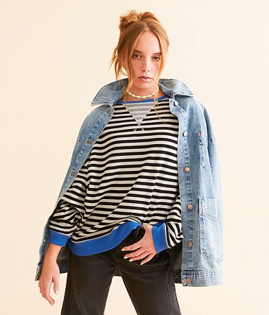 Free People Striped Pullover front view