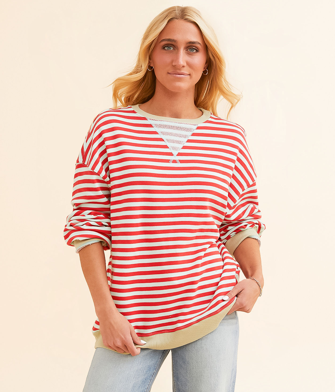 フリーピープル Free People クラシック Striped Crew レディース Sweaters Black Combo Free People Women's Classic Striped Crew, Sand Dollar Combo