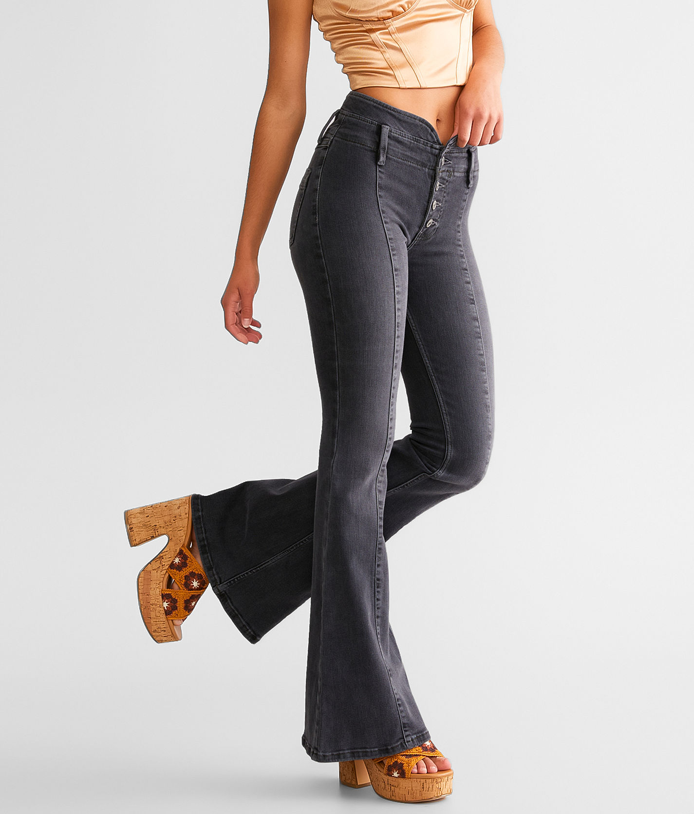 Free People After Dark Mid-Rise Flare Stretch Jean - Women's