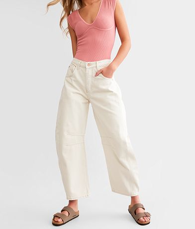 Free People We The Free Good Luck Mid-Rise Barrel Jean front view