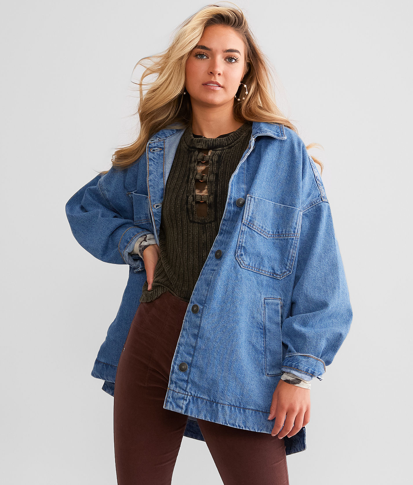 Free people oversized denim on sale jacket