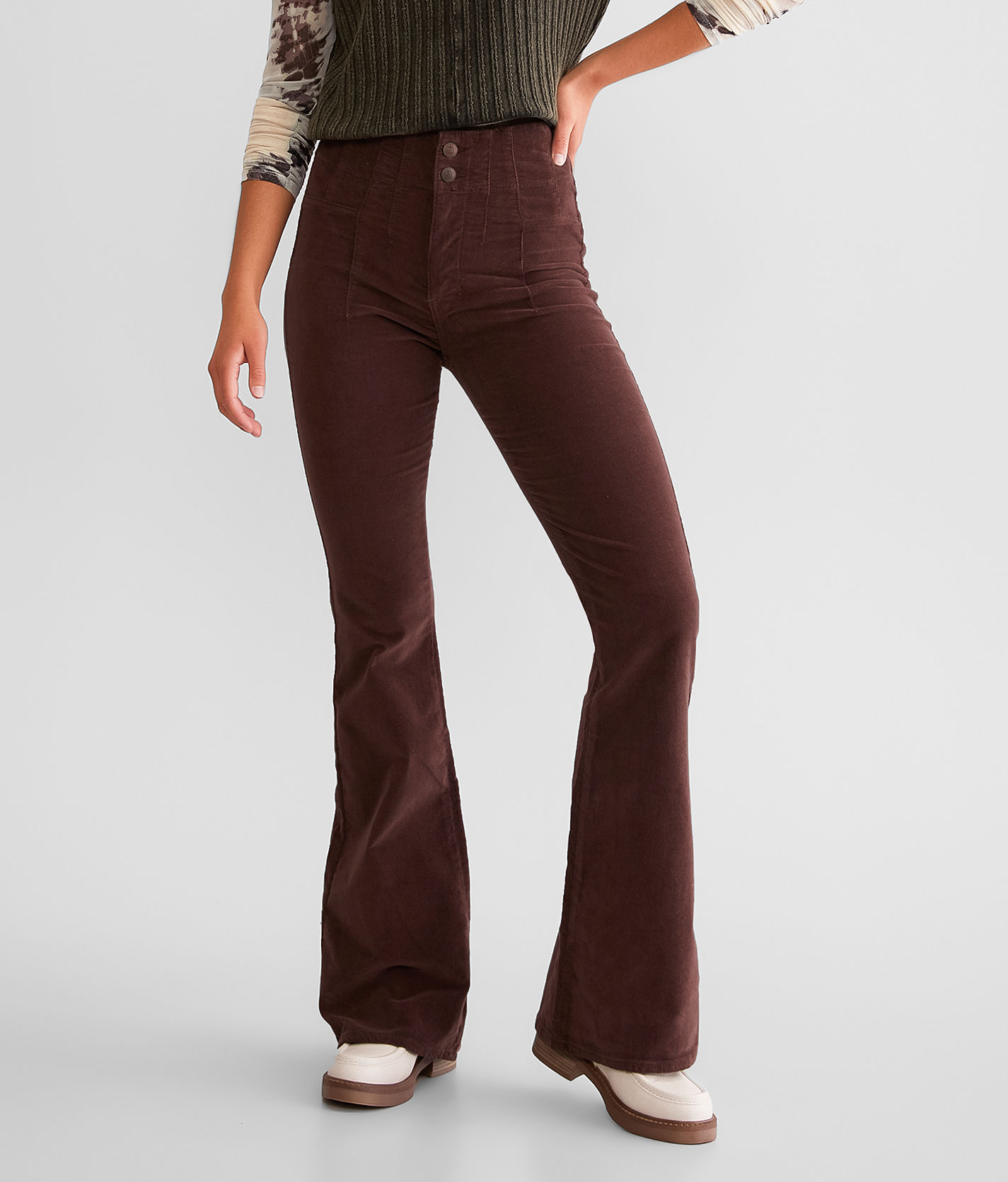 Free People Jayde Corduroy Flare Stretch Pant - Women's Pants in Huntress  Green