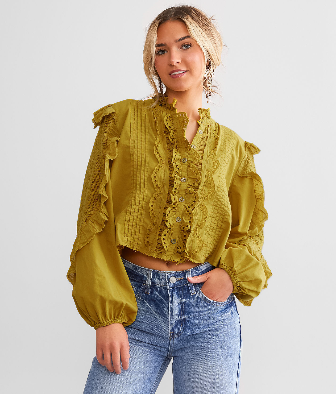 Free people clearance ruffle top