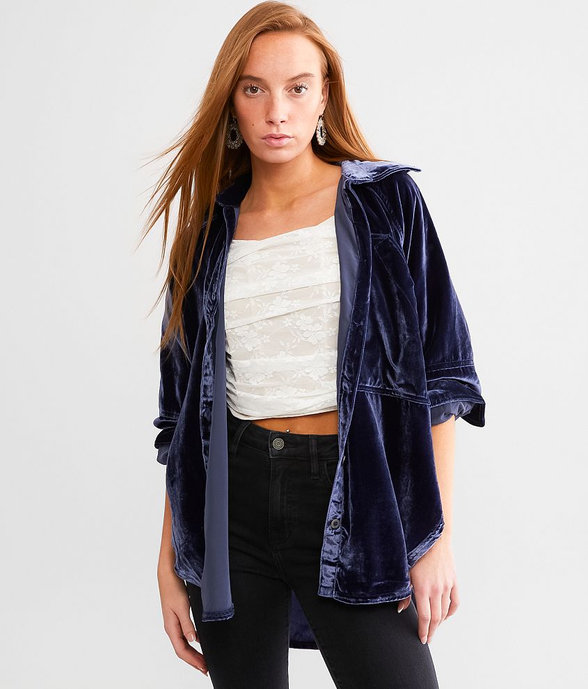 Free People Night Skies Velvet Blouse - Women's Shirts/Blouses in Navy ...