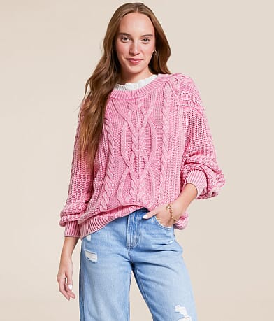 Free People Frankie Cable Knit Sweater front view