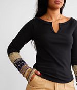 フリーピープル Free People Cozy Craft Cuff レディース Sweaters Black Combo Free People Cozy Craft Cuff Thermal - Women's Shirts