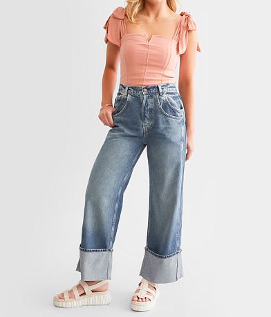 Free People Final Countdown Wide Leg Cuffed Jean front view