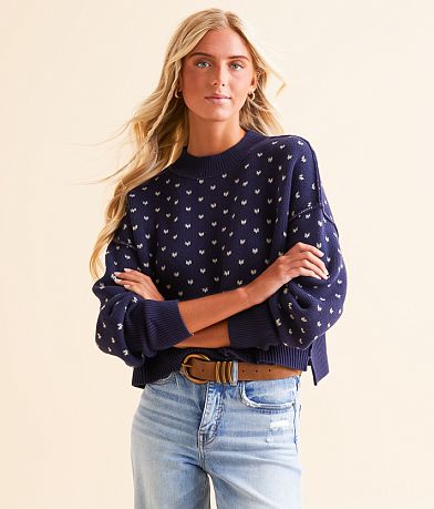 Free People Pattern Easy Street Cropped Sweater front view