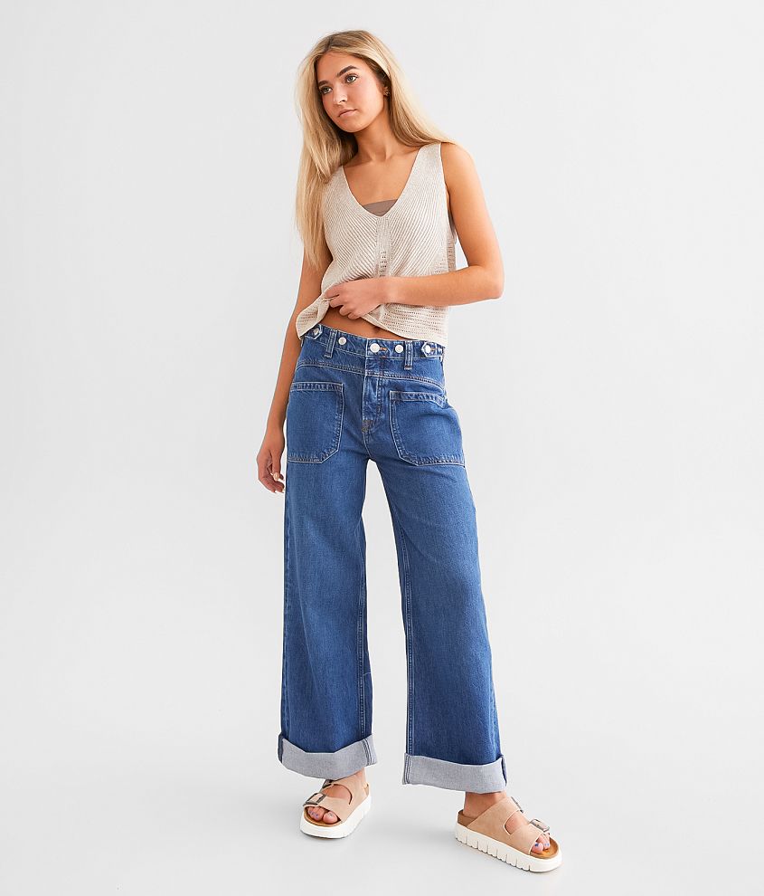 Free People Palmer Wide Leg Cuffed Jean front view