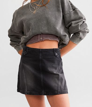 Free People Runaway Denim Mini Skirt front view