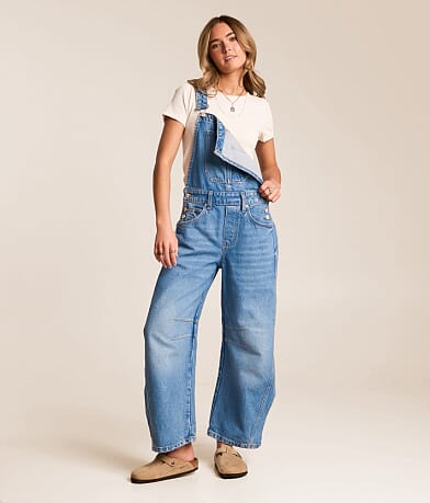 Free People We The Free Good Luck Barrel Overalls front view