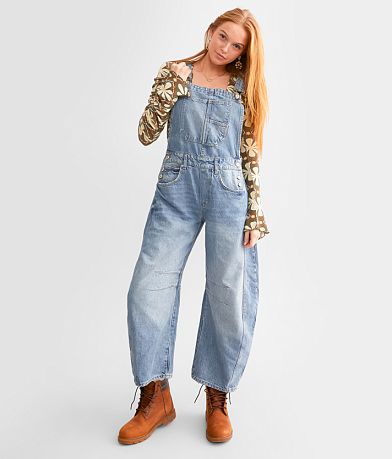 Free People We The Free Good Luck Barrel Overalls front view