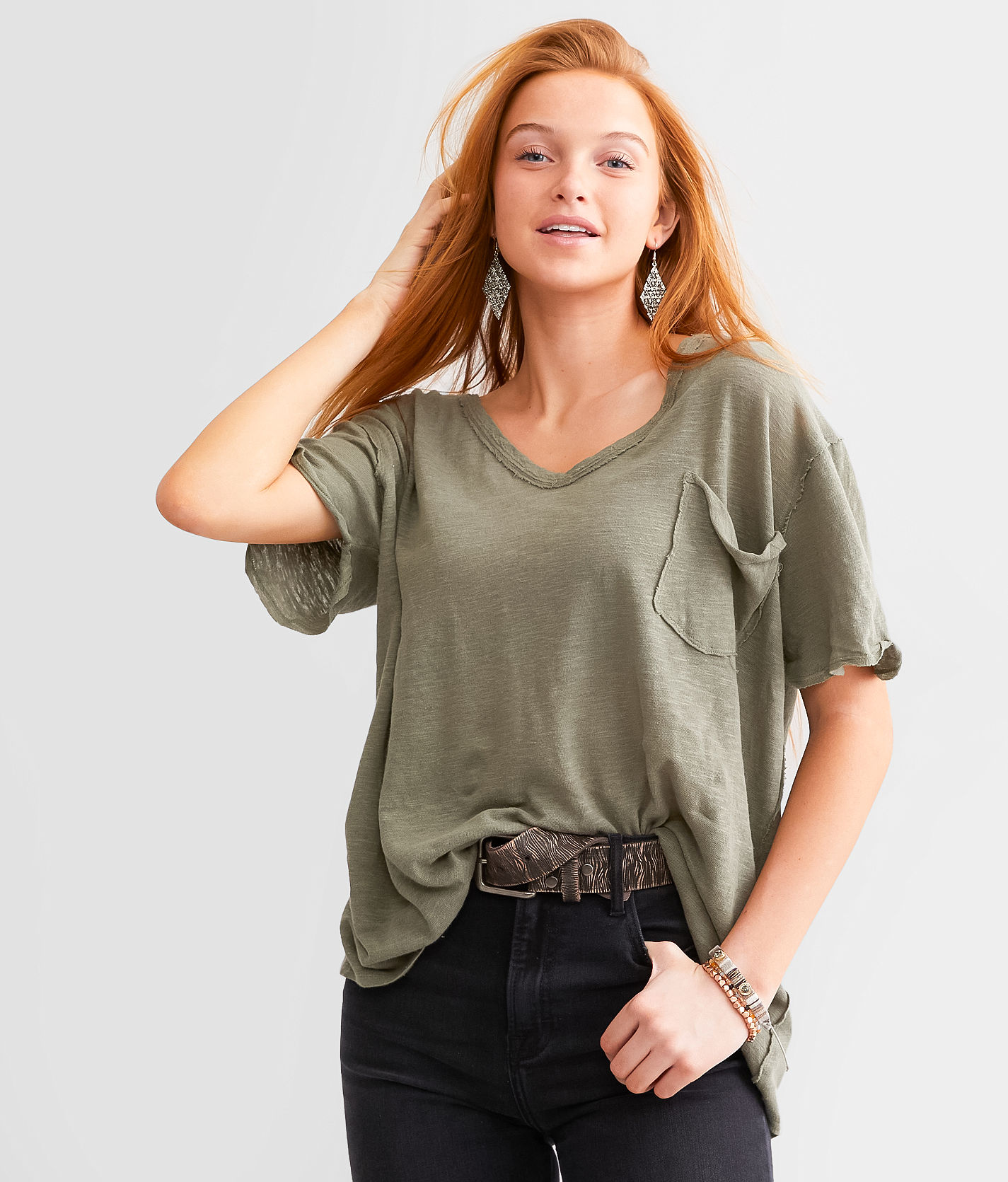 Free People T-Shirt Buckle Oversized I Basil | Need Women\'s All - T-Shirts in Dried