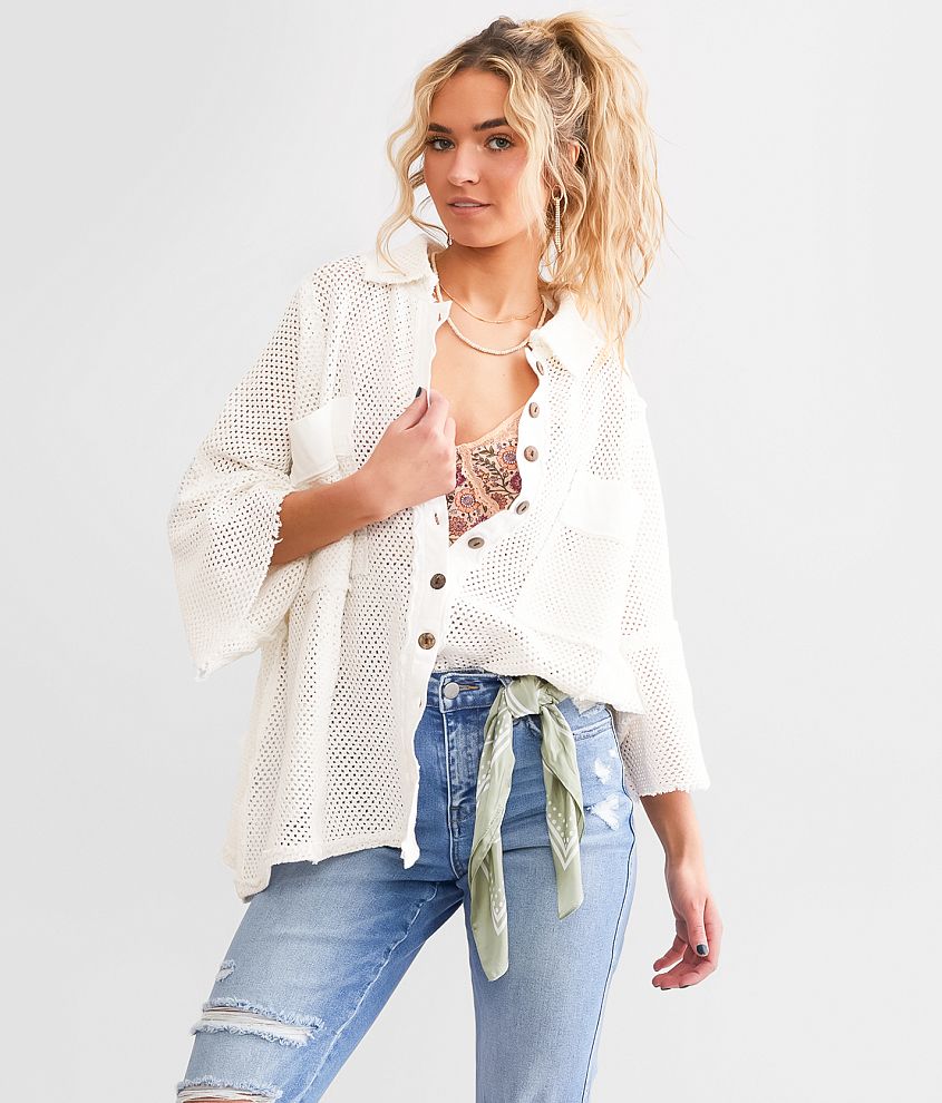 Free People Stay On Oversized Shirt front view