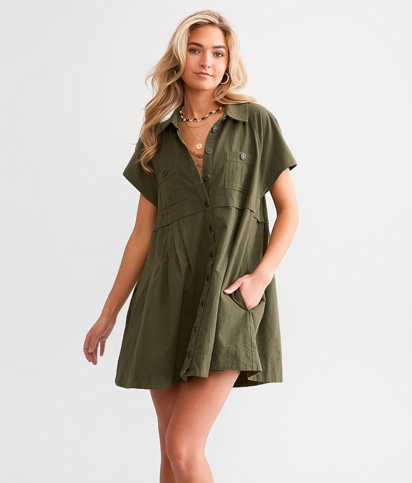 Free People Ronnie Poplin Mini Dress - Women's Dresses in Garden