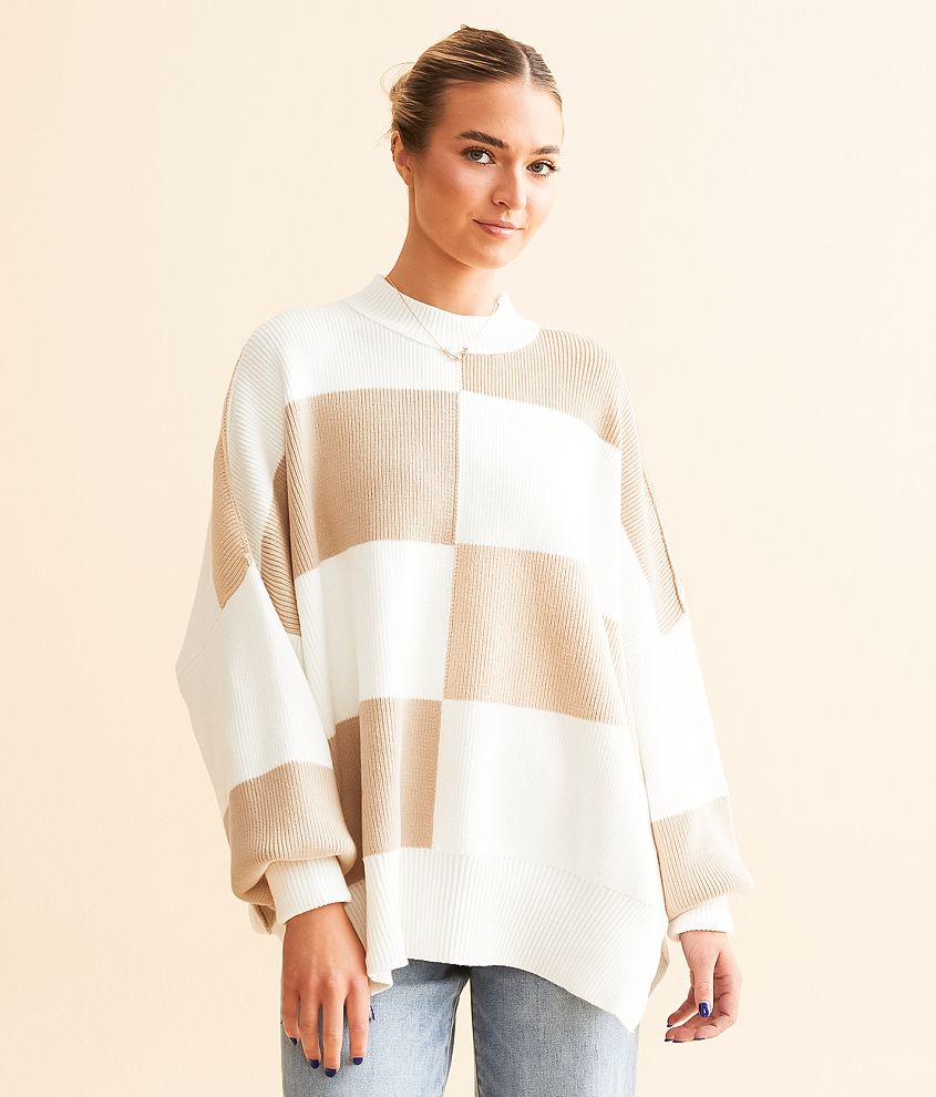 Free People Checker Easy Street Tunic Sweater