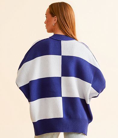 Free People Checker Easy Street Tunic Sweater back view