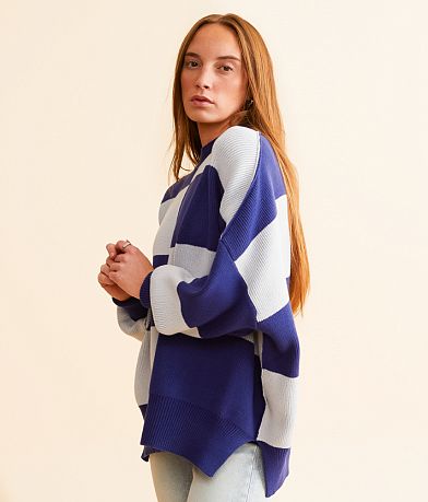 Free People Checker Easy Street Tunic Sweater full left side view