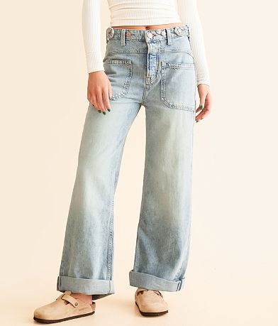 Free People Palmer Wide Leg Cuffed Jean front view