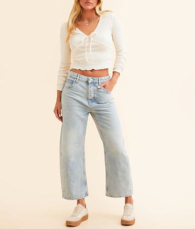 Free People Deep Trance Dropped Boyfriend Cropped Jean front view