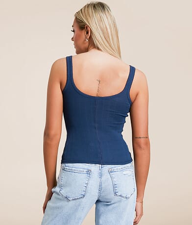 Free People End Game Pointelle Tank Top BACK
