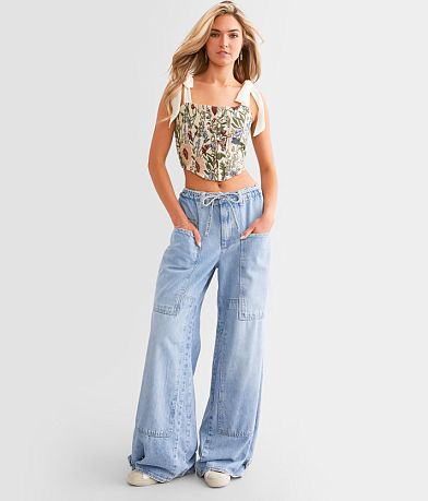 Free People CRVY Outlaw Wide Leg Jean front view