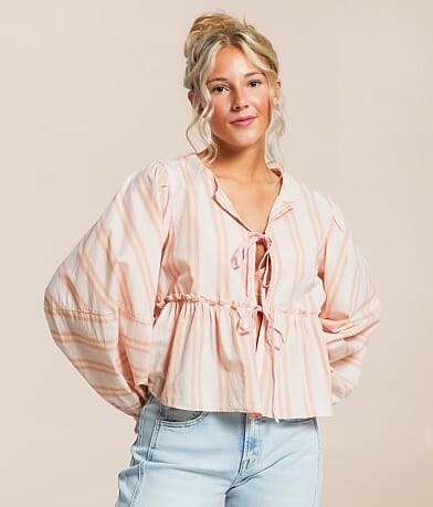 Free People Striped Brunch Babe Top front view