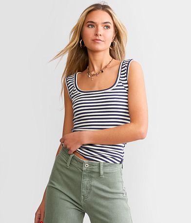 Free People Hummingbird Striped Tank Top front view
