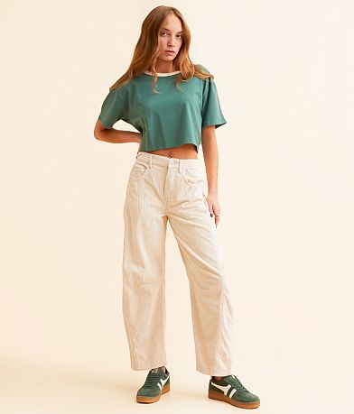 Free People Good Luck Mid-Rise Corduroy Barrel Pant front view