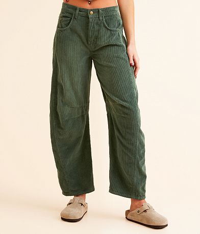 Free People Good Luck Mid-Rise Corduroy Barrel Pant front view