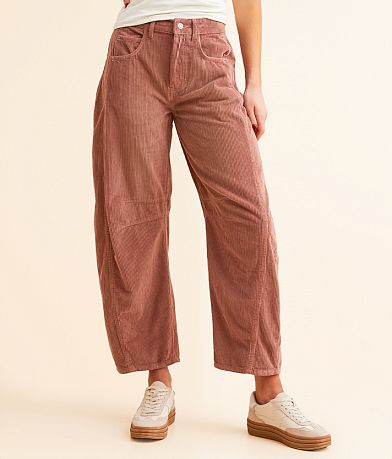Free People Good Luck Mid-Rise Corduroy Barrel Pant front view