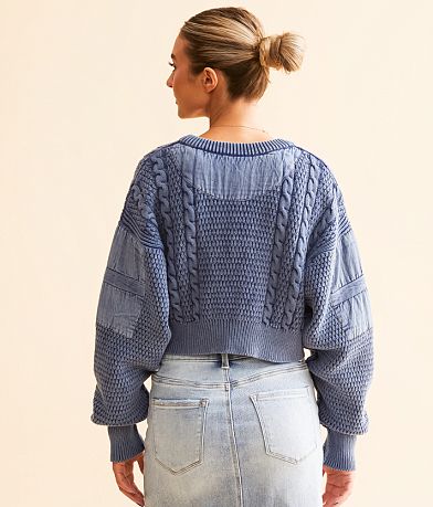 Free People Heritage Cropped Cardigan Sweater back view