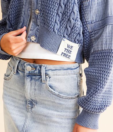 Free People Heritage Cropped Cardigan Sweater misc detail 2 view